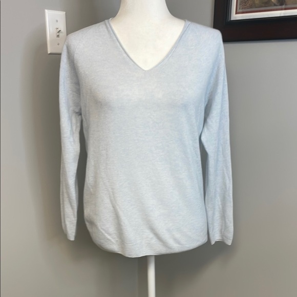 Max Mara Leisure Smirne Blue Wool Cashmere Blend V Neck Sweater Size Medium - Picture 1 of 6